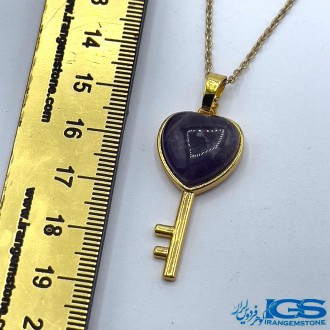 گردنبند سنگ آمیتیست  طلایی ای بدون زنجیر