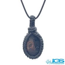 گردنبند هماتیت حدید با دعای عین العلی بافت مکرومه