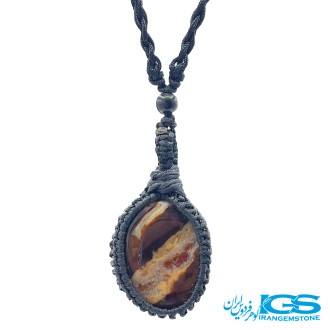 گردنبند کارنلین بافت مکرومه