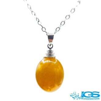 گردنبند یاقوت زرد برمه تراش جواهری بدون زنجیر