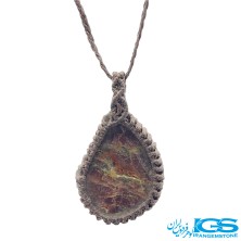 گردنبند سنگ گارنت  نارسنگ مکرومه بافی