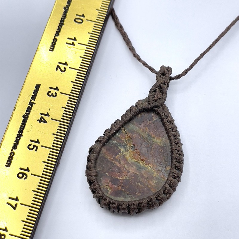 گردنبند سنگ گارنت  نارسنگ مکرومه بافی