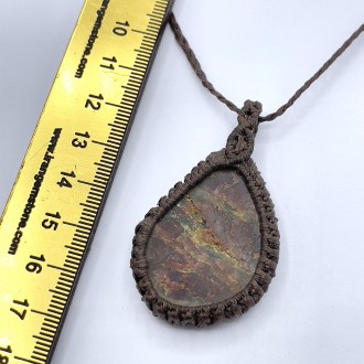 گردنبند سنگ گارنت  نارسنگ مکرومه بافی