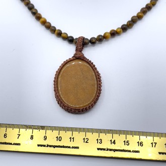 گردنبند سنگ چشم ببر با جید نارنجی