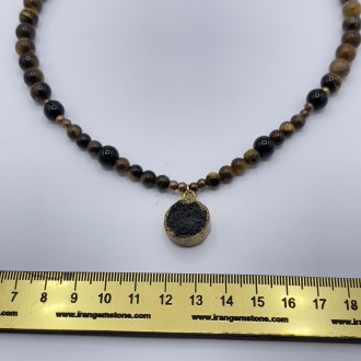 گردنبند سنگ چشم ببر و کریستال کوارتز