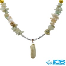 گردنبند سنگ آونتورین سبز و سنگ زمرد