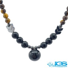 گردنبند سنگ چشم ببر و اونیکس بدون زنجیر