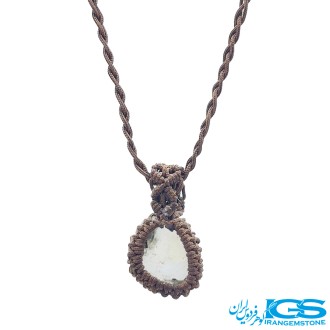 گردنبند سنگ کریستال کوارتز مکرومه بافی