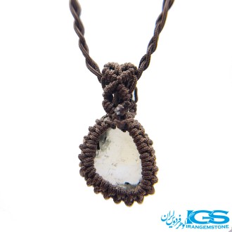 گردنبند سنگ کریستال کوارتز مکرومه بافی