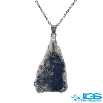 گردنبند سنگ گارنت لعل با هم رشدی زمرد  بدون زنجیر