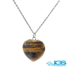 گردنبند سنگ چشم ببر ماداگاسکار  تراش قلب بدون بند