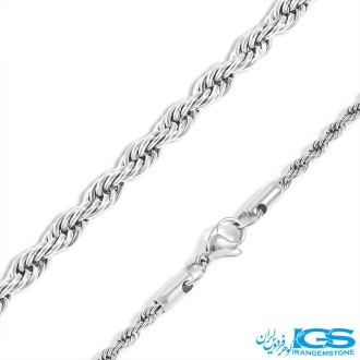 زنجیر استیل طنابی نقره ایی سایز 45 سانتمتر 2 میل