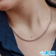 زنجیر استیل طنابی نقره ایی سایز 45 سانتمتر 2 میل