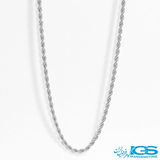 زنجیر استیل طنابی نقره ایی سایز 45 سانتمتر 2 میل