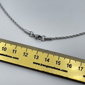 زنجیر استیل طنابی نقره ایی سایز 45 سانتمتر 2 میل