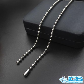 زنجیر استیل ساچمه ایی نقره ایی 60 سانتیمتر قطر 2 میل