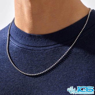 زنجیر استیل ساچمه ایی نقره ایی 60 سانتیمتر قطر 2 میل