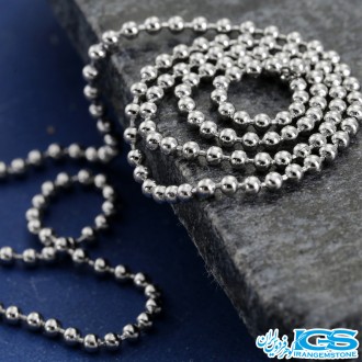 زنجیر استیل ساچمه ایی نقره ایی 60 سانتیمتر قطر 2 میل