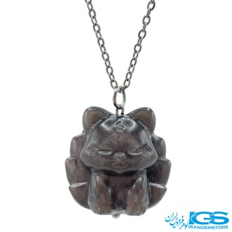 گردنبند چشم گربه سیاه بدون زنجیر