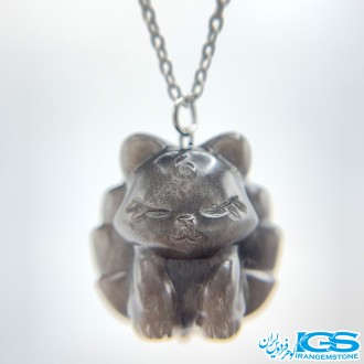 گردنبند چشم گربه سیاه بدون زنجیر