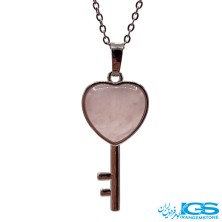 گردنبند رزکوارتز تراش کلید بدون زنجیر