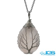 گردنبند رزکوارتز درخت زندگی بدون زنجیر