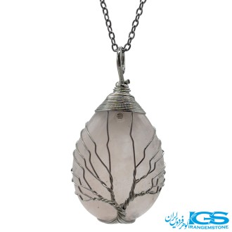 گردنبند رزکوارتز درخت زندگی بدون زنجیر