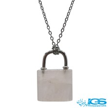 گردنبند رزکوارتز قفل نقره ای بدون زنجیر