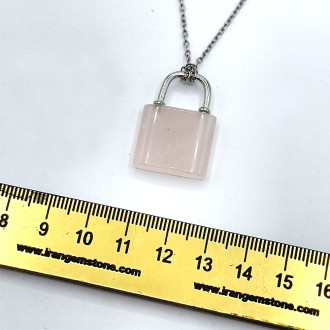 گردنبند رزکوارتز قفل نقره ای بدون زنجیر