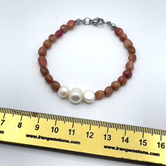 دستبند یاقوت سرخ جواهری و مروارید طبیعی