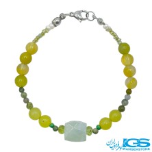 دستبند یشم سبز و تورمالین سبز جواهری