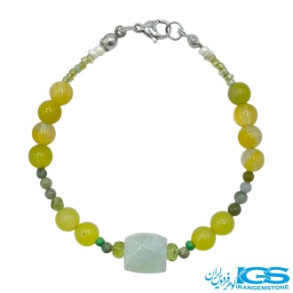 دستبند یشم سبز و تورمالین سبز جواهری