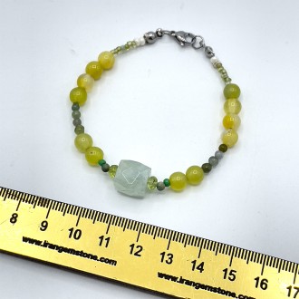 دستبند یشم سبز و تورمالین سبز جواهری