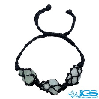 دستبند آکوامارین مکرومه بافی