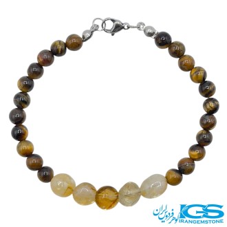 دستبند سنگ چشم ببر و سیترین