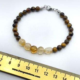 دستبند سنگ چشم ببر و سیترین