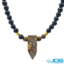 گردنبند سنگ اونیکس عقیق سیاه و جاسپر