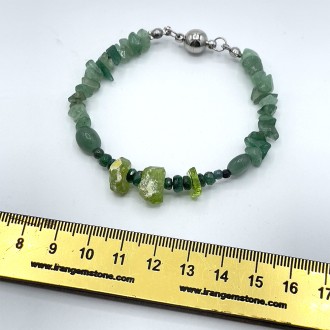 دستبند آونتورین سبز با زبرجد راف