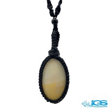 گردنبند کلسیت طلایی  مکرومه بافی