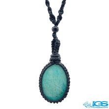 گردنبند آمازونیت مکرومه بافی