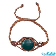 دستبند عقیق سبز مکرومه بافی