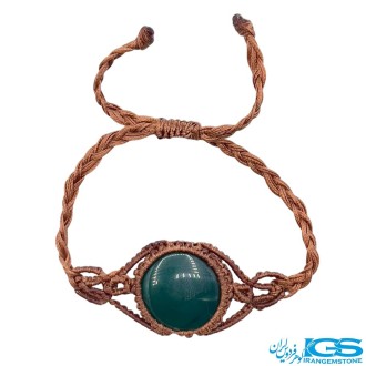 دستبند عقیق سبز مکرومه بافی