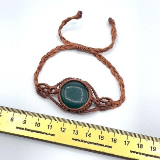 دستبند عقیق سبز مکرومه بافی