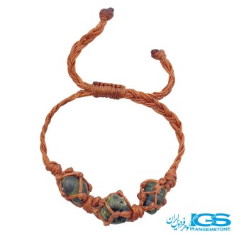 دستبند گارنت سبز دمانتوید راف مکرومه بافی