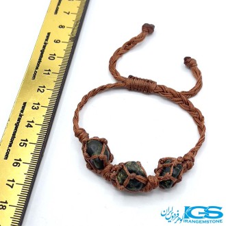 دستبند گارنت سبز دمانتوید راف مکرومه بافی