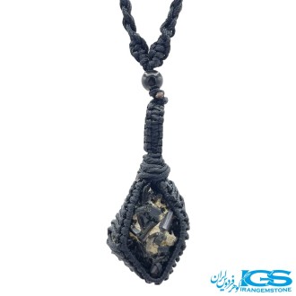 گردنبند سنگ اپیدوت مکرومه بافی