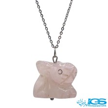 گردنبند رزکوارتز تراش خرگوش نماد سال تولد بدون زنجیر