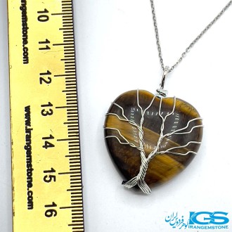 گردنبند سنگ چشم ببر درخت زندگی بدون زنجیر