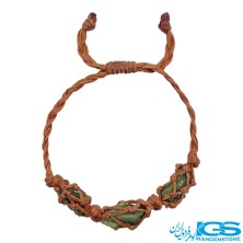 دستبند سنگ تورمالین سبز مکرومه بافی