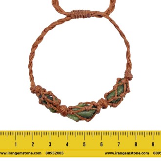 دستبند سنگ تورمالین سبز مکرومه بافی